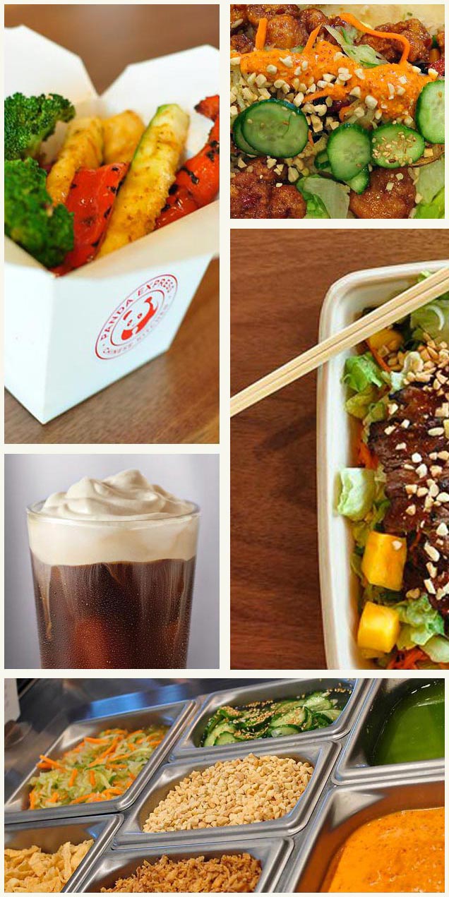 Innovation Kitchen cuisine from Panda Expressn including grilled veggies, and Tea Bar items.
